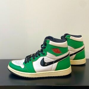 NIKE AIR JORDAN 1 HIGH TOP OG LUCKY GREEN WHITE SHOES SNEAKERS size 9